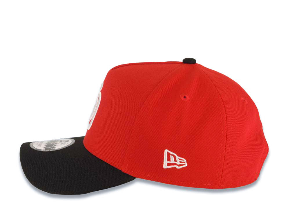 San Diego Padres New Era MLB 9FORTY 940 Adjustable A-Frame Cap Hat Red Crown Black Visor White Logo 20th Anniversary Petco Park Side Patch