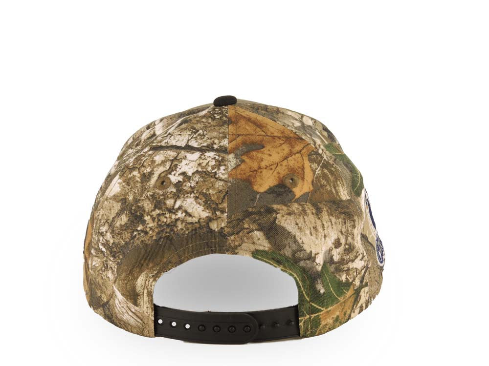 Los Angeles Dodgers New Era MLB 9FORTY 940 Adjustable A-Frame Cap Hat Real Tree Edge Camo Crown Black Visor White Logo 2024 World Series Champions Side Patch