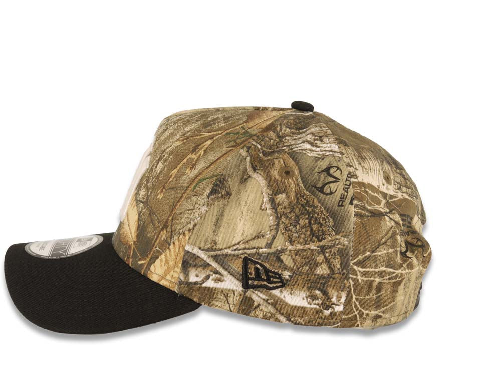 New York Yankees New Era MLB 9FORTY 940 Adjustable A-Frame Cap Hat Real Tree Edge Camo Crown Black Visor White Logo 2024 World Series Side Patch