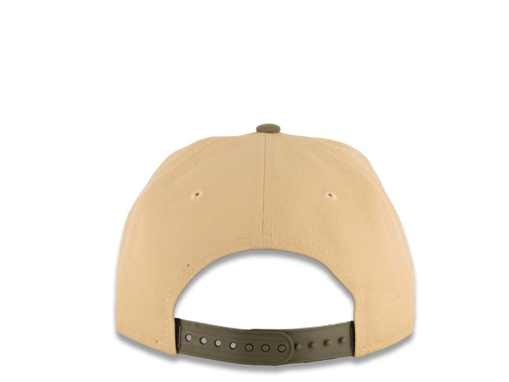 (Youth) San Diego Padres New Era MLB 9FIFTY 950 Snapback A-Frame Kid Cap Hat Khaki Crown Olive Green Visor Olive Green/White Logo