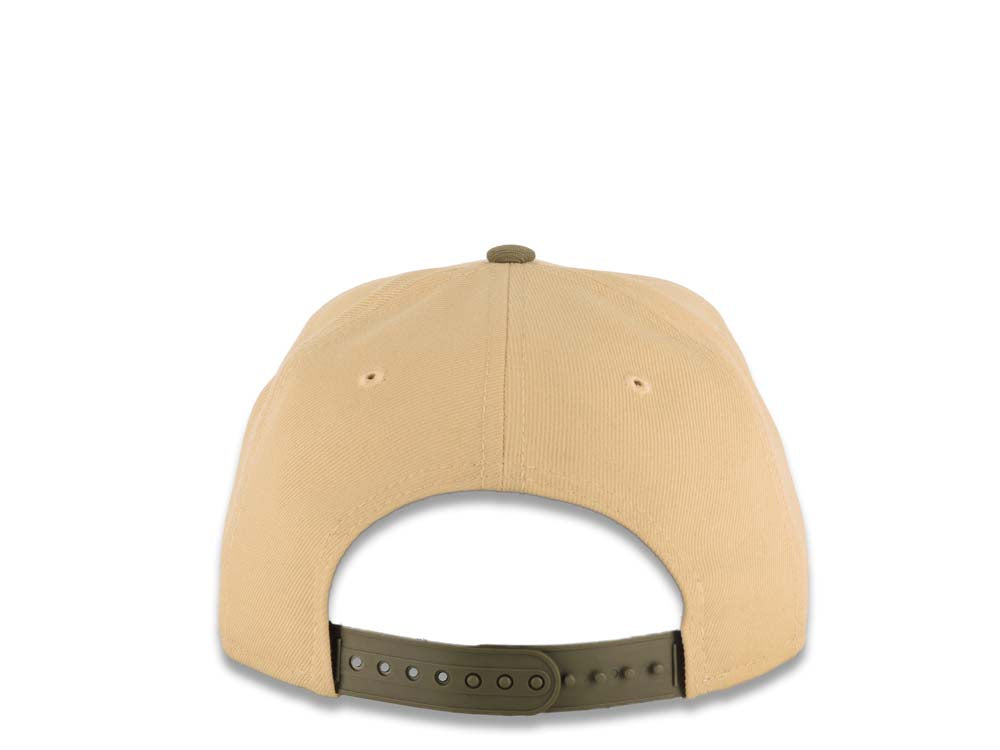 (Youth) New York Yankees New Era MLB 9FIFTY 950 Kid A-Frame Snapback Cap Hat Khaki Crown Olive Green Visor Olive Green/White Logo