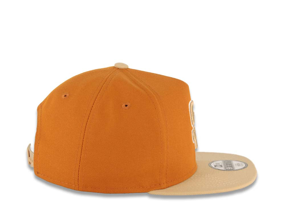 (Youth) San Diego Padres New Era MLB 9FIFTY 950 Kid Snapback A-Frame Cap Hat Light Brown Crown Khaki Visor Khaki/White Logo