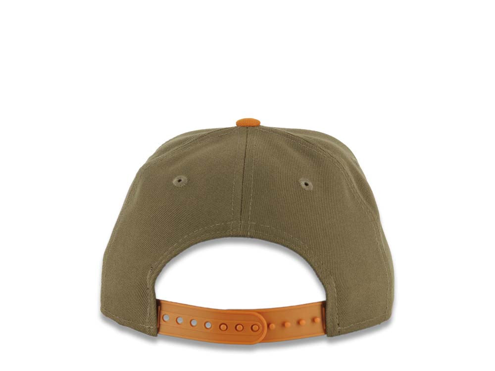 (Youth) San Diego Padres New Era MLB 9FIFTY 950 Snapback A-Frame Kid Cap Hat Olive Green Crown Light Brown Visor Light Brown/White Logo Gray UV
