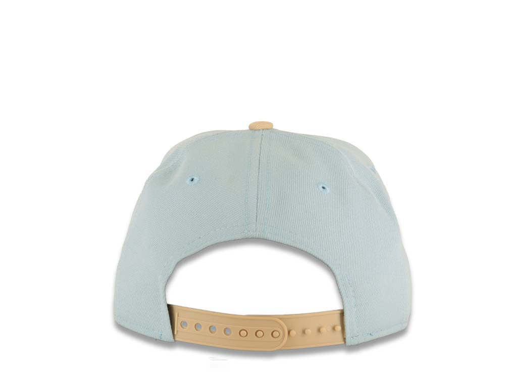 (Youth) New York Yankees New Era MLB 9FIFTY 950 Kid A-Frame Snapback Cap Hat Aqua Crown Khaki Visor Khaki/White Logo Gray UV