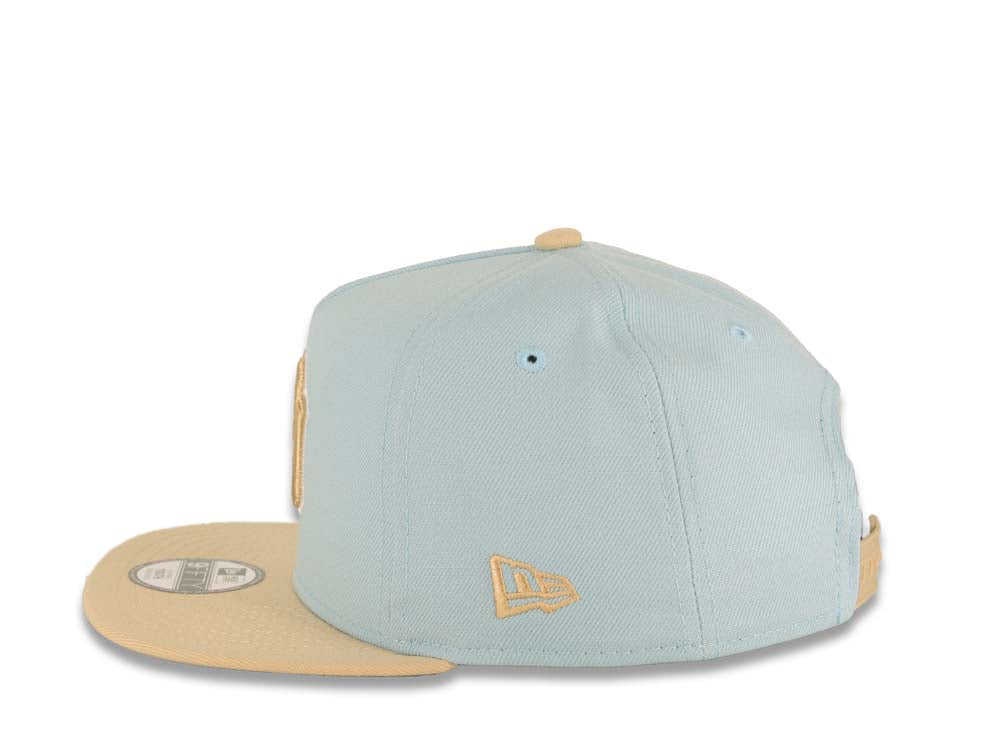 (Youth) New York Yankees New Era MLB 9FIFTY 950 Kid A-Frame Snapback Cap Hat Aqua Crown Khaki Visor Khaki/White Logo Gray UV