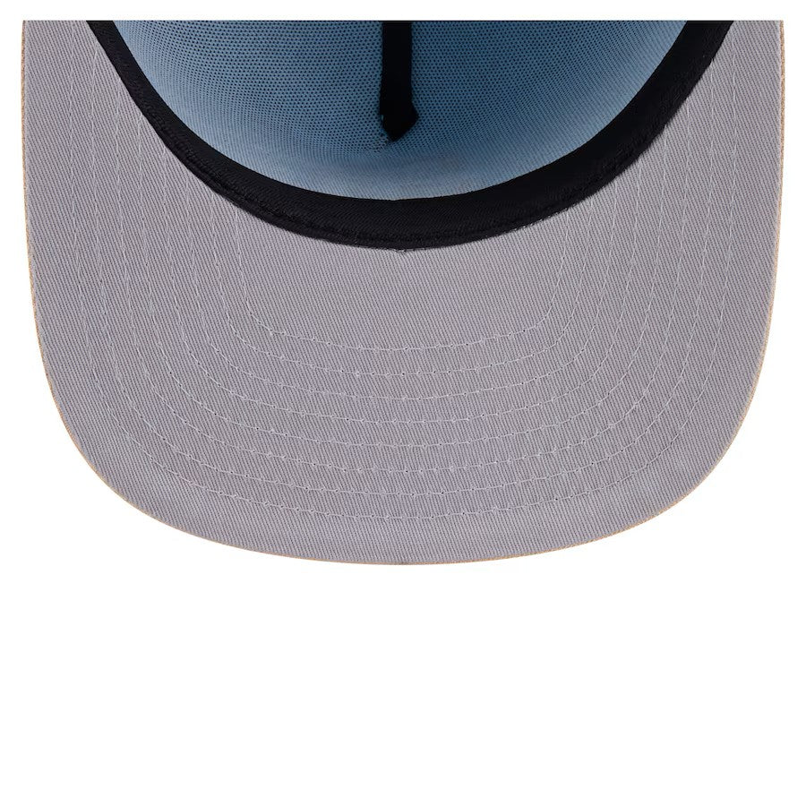 (Youth) San Diego Padres New Era MLB 59FIFTY 5950 Kid A-Frame Fitted Cap Hat Aqua Blue Crown Light Khaki Visor Khaki/White Logo (2-Tone Color Pack)