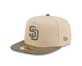 San Diego Padres New Era MLB 59FIFTY 5950 Fitted A-Frame Cap Hat Light Khaki Crown Olive Green Visor Green/White Logo (2-Tone Color Pack)