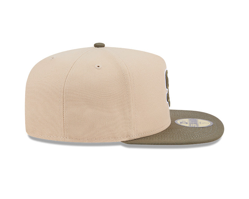San Diego Padres New Era MLB 59FIFTY 5950 Fitted A-Frame Cap Hat Light Khaki Crown Olive Green Visor Green/White Logo (2-Tone Color Pack)