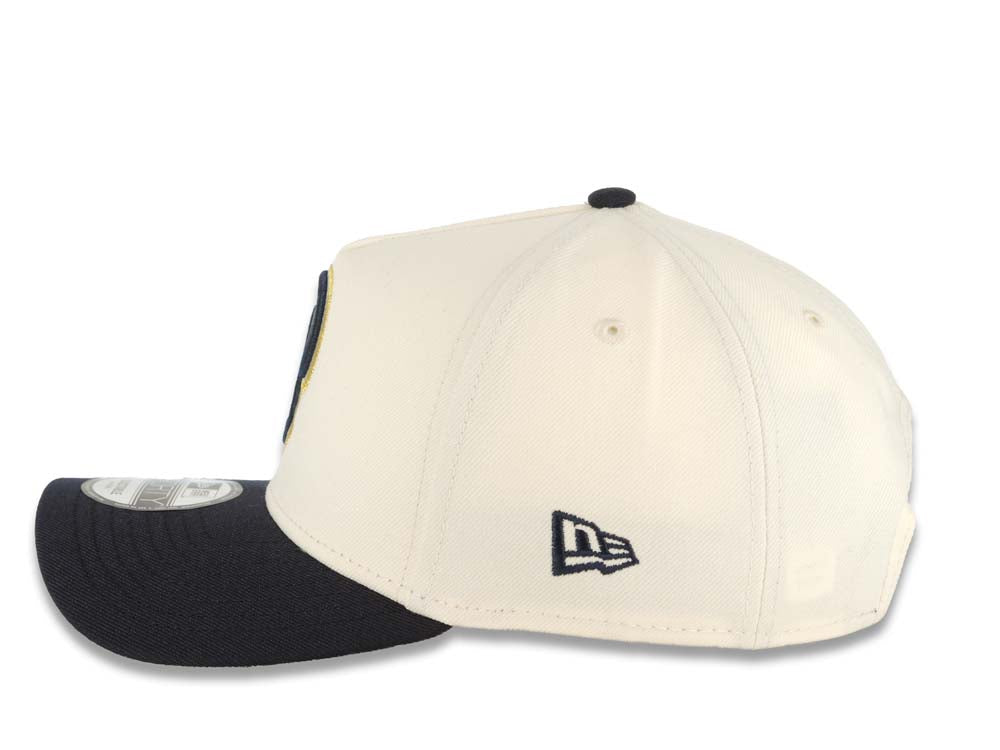 San Diego Padres New Era MLB 9FORTY 940 Adjustable A-Frame Cap Hat Cream Crown Navy Blue Visor Navy Blue/Metallic Gold Logo Gray UV