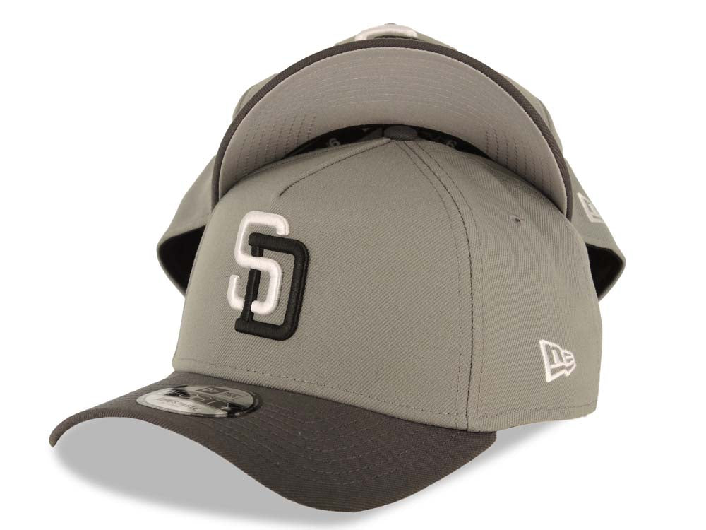 San Diego Padres New Era MLB 9FORTY 940 Adjustable A-Frame Cap Hat Gray Crown Gray Visor White/Black Logo Gray UV