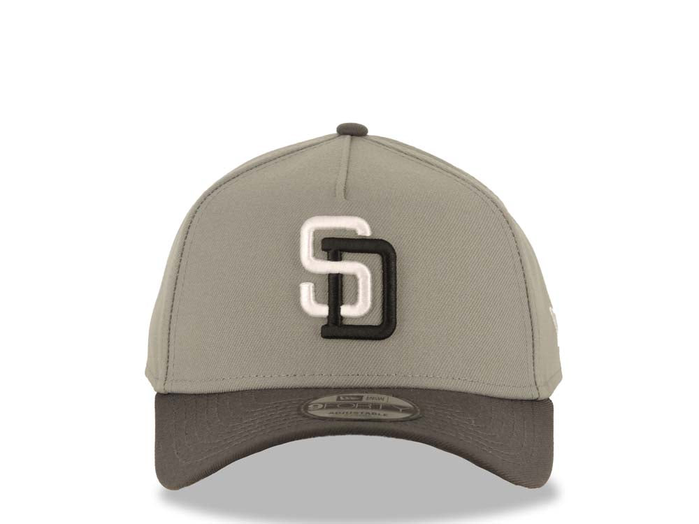 San Diego Padres New Era MLB 9FORTY 940 Adjustable A-Frame Cap Hat Gray Crown Gray Visor White/Black Logo Gray UV