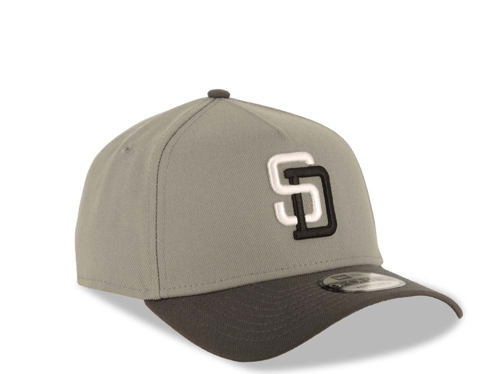 San Diego Padres New Era MLB 9FORTY 940 Adjustable A-Frame Cap Hat Gray Crown Gray Visor White/Black Logo Gray UV