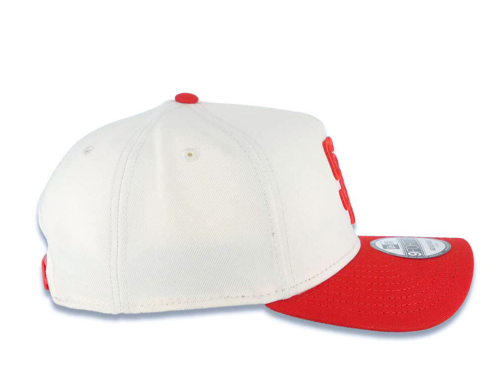 San Diego Padres New Era MLB 9FORTY 940 Adjustable A-Frame Cap Hat Cream Crown Red Visor Red Logo Gray UV