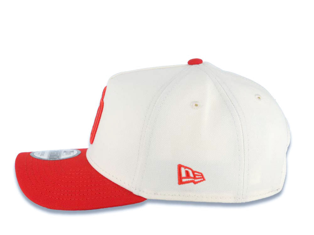 San Diego Padres New Era MLB 9FORTY 940 Adjustable A-Frame Cap Hat Cream Crown Red Visor Red Logo Gray UV