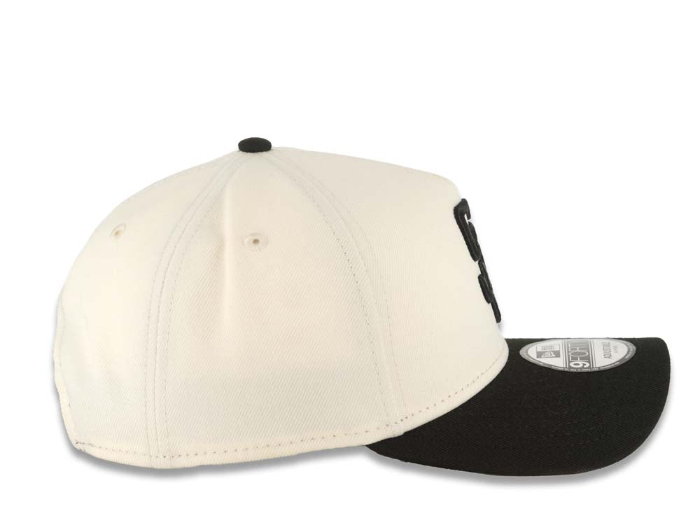 San Diego Padres New Era MLB 9FORTY 940 Adjustable A-Frame Cap Hat Cream Crown Black Visor Black Logo Gray UV