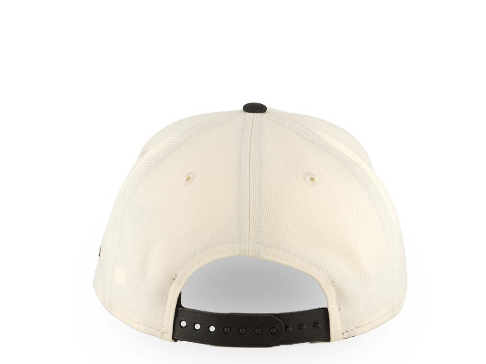 San Diego Padres New Era MLB 9FORTY 940 Adjustable A-Frame Cap Hat Cream Crown Black Visor Black Logo Gray UV
