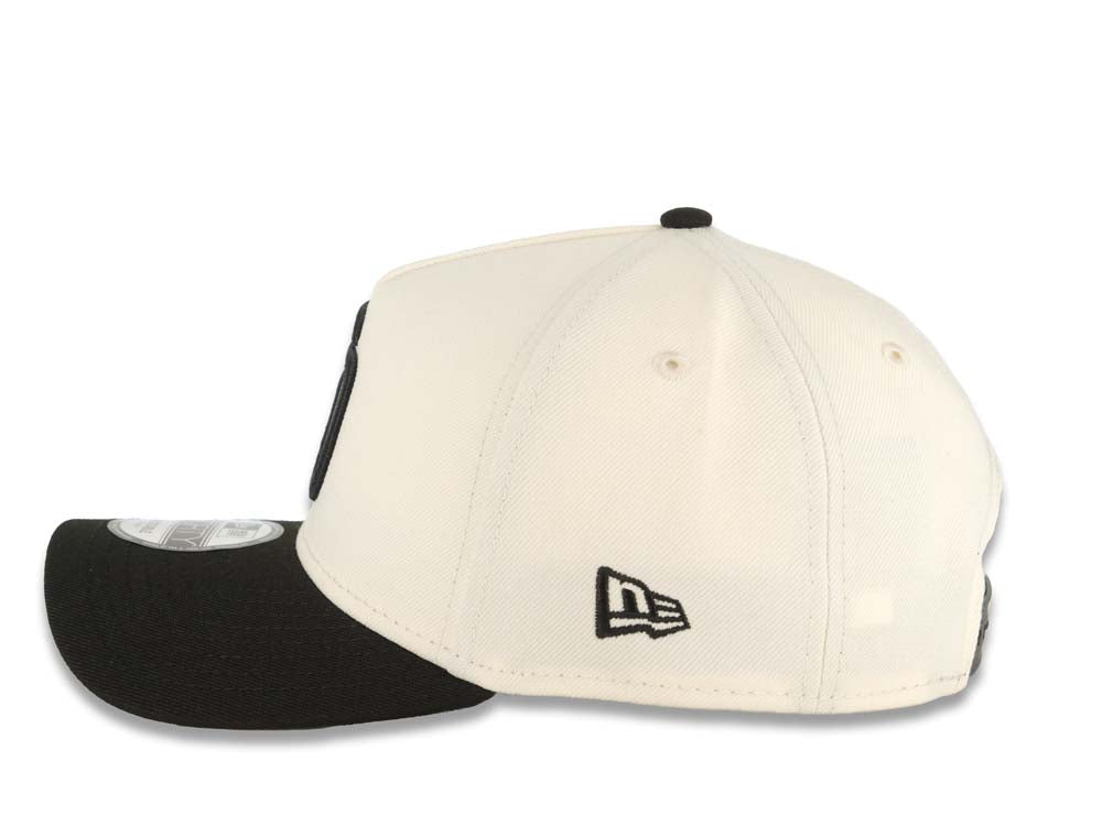San Diego Padres New Era MLB 9FORTY 940 Adjustable A-Frame Cap Hat Cream Crown Black Visor Black Logo Gray UV