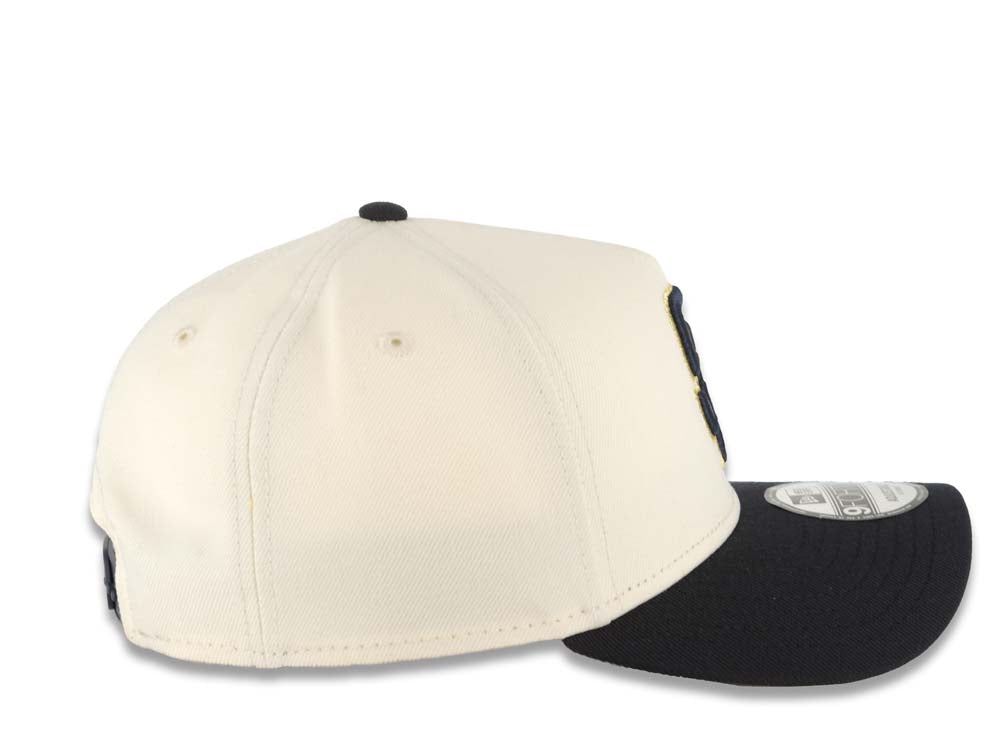 San Diego Padres New Era MLB 9FORTY 940 Adjustable A-Frame Cap Hat Cream Crown Navy Blue Visor Navy Blue/Metallic Gold Logo Gray UV