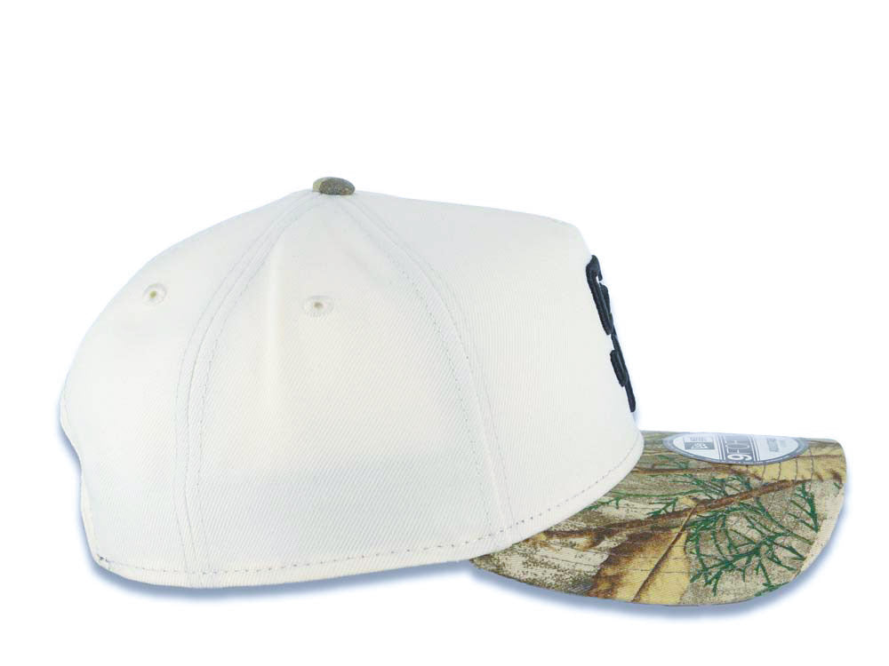 San Diego Padres New Era MLB 9FORTY 940 Adjustable A-Frame Cap Hat Cream Crown Real Tree Edge Camo Visor Black Logo