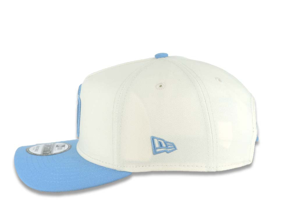 San Diego Padres New Era MLB 9FORTY 940 Adjustable A-Frame Cap Hat Cream Crown Sky Blue Visor Sky Blue Logo 25th Anniversary Side Patch Gray UV