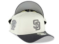 San Diego Padres New Era MLB 9FORTY 940 Adjustable A-Frame Cap Hat Cream Crown Dark Gray Visor Gray Logo 25th Anniversary Side Patch
