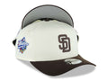 San Diego Padres New Era MLB 9FORTY 940 Adjustable A-Frame Cap Hat Cream Crown Dark Brown Visor Dark Brown Logo 1998 World Series Side Patch