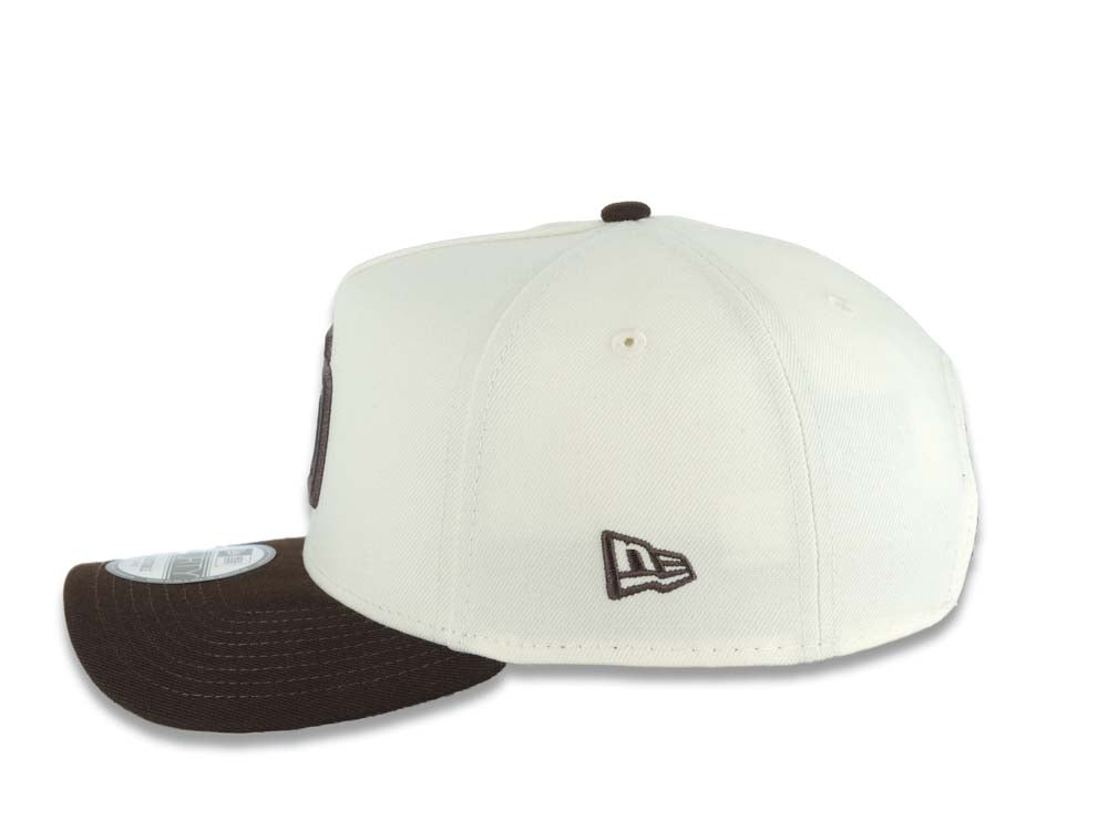 San Diego Padres New Era MLB 9FORTY 940 Adjustable A-Frame Cap Hat Cream Crown Dark Brown Visor Dark Brown Logo 1998 World Series Side Patch