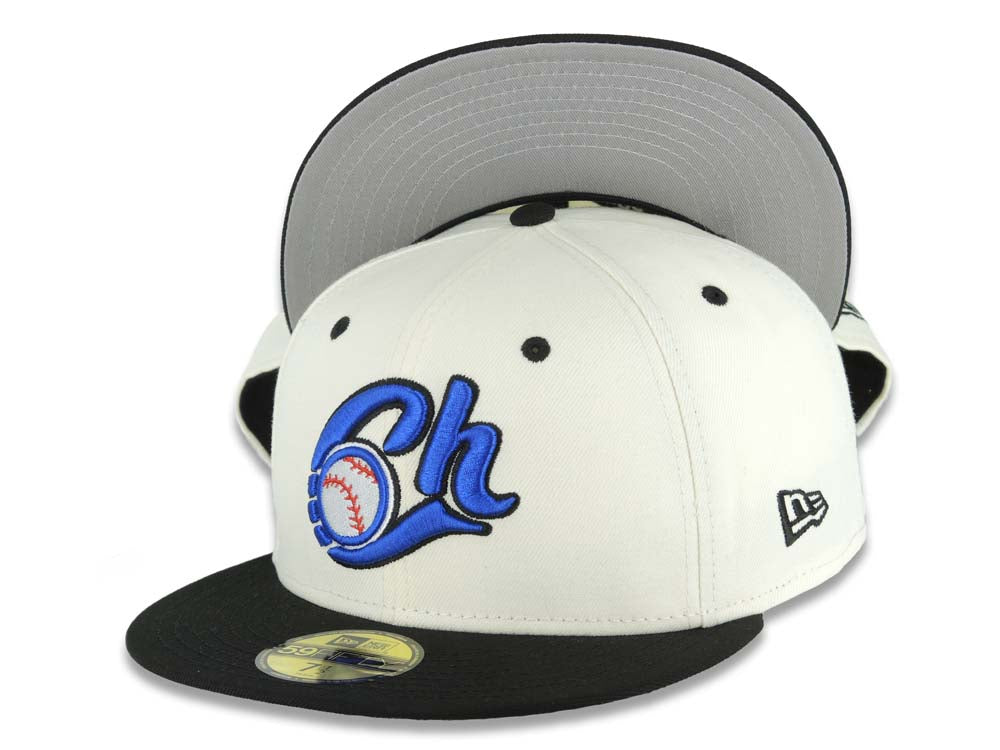 Charros de Jalisco New Era LMP 59FIFTY 5950 Fitted Cap Hat Cream Crown Black Visor Team Color Logo Gray UV