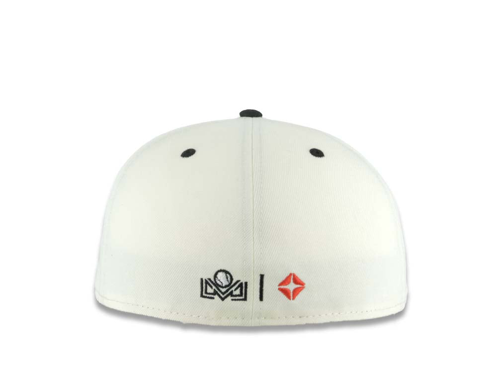 Charros de Jalisco New Era LMP 59FIFTY 5950 Fitted Cap Hat Cream Crown Black Visor Team Color Logo Gray UV