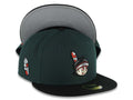 Yaquis de obregon New Era 59FIFTY 5950 Fitted Cap Hat Dark Green Crown Black Visor Team Color Logo Feather Side Patch Gray UV