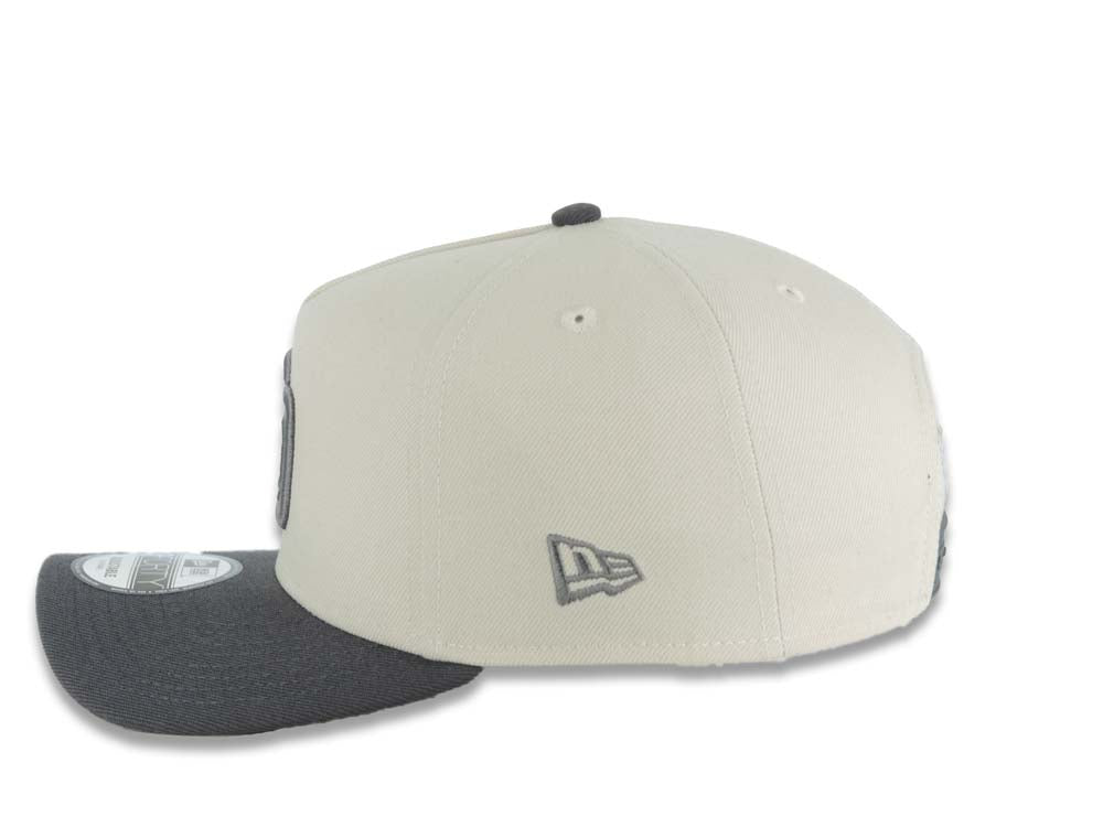 San Diego Padres New Era MLB 9FORTY 940 Adjustable A-Frame Cap Hat Stone Crown Dark Gray Visor Dark Gray Logo 40th Anniversary Side Patch Gray UV