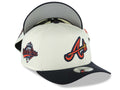 Atlanta Braves New Era MLB 9FORTY 940 Adjustable A-Frame Cap Hat Cream Crown Navy Blue Visor Team Color Axe Logo 1992 World Series Side Patch