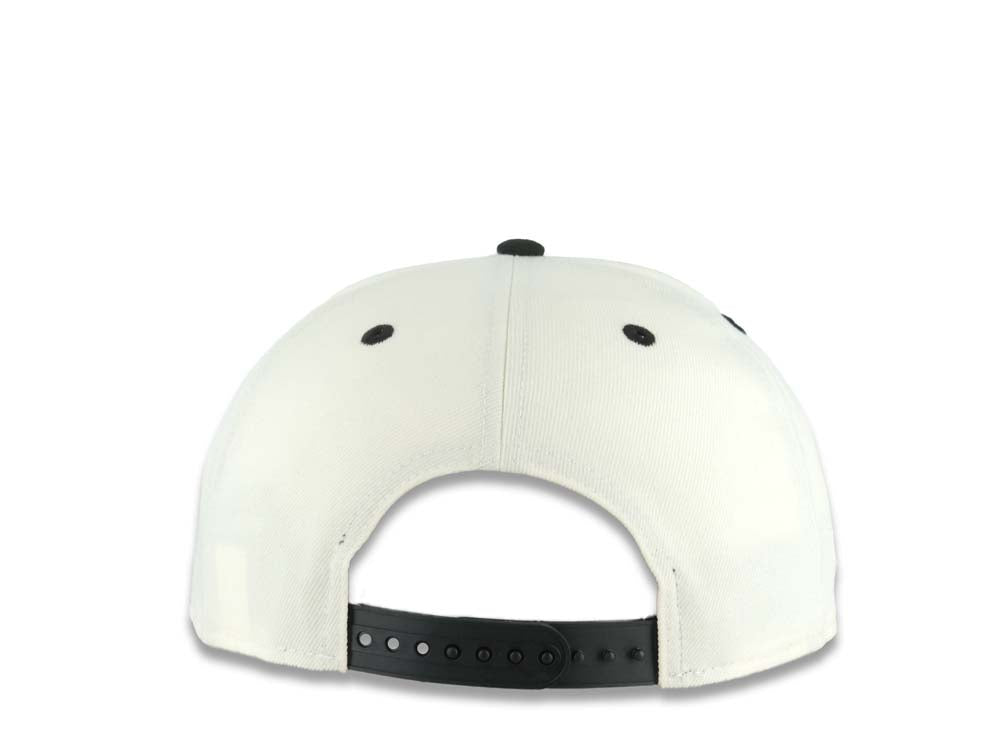 Los Angeles Dodgers New Era MLB 9FIFTY 950 Snapback Cap Hat Cream Crown Black Visor Black Upside Down Logo 60th Anniversary Side Patch