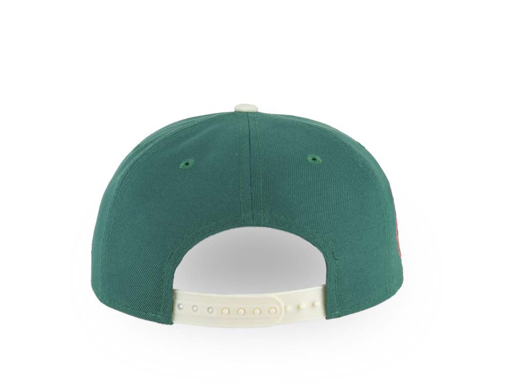 San Diego Padres New Era MLB 9FORTY 940 Adjustable A-Frame Cap Hat Green Crown Cream Visor White/Green Text Logo Stadium Side Patch Gray UV