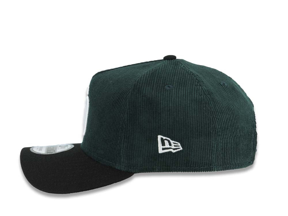 (Corduroy Crown) San Diego Padres New Era MLB 9FORTY 940 Adjustable A-Frame Cap Hat Dark Green Crown Black Visor White Logo Petcopark Stadium Side Patch