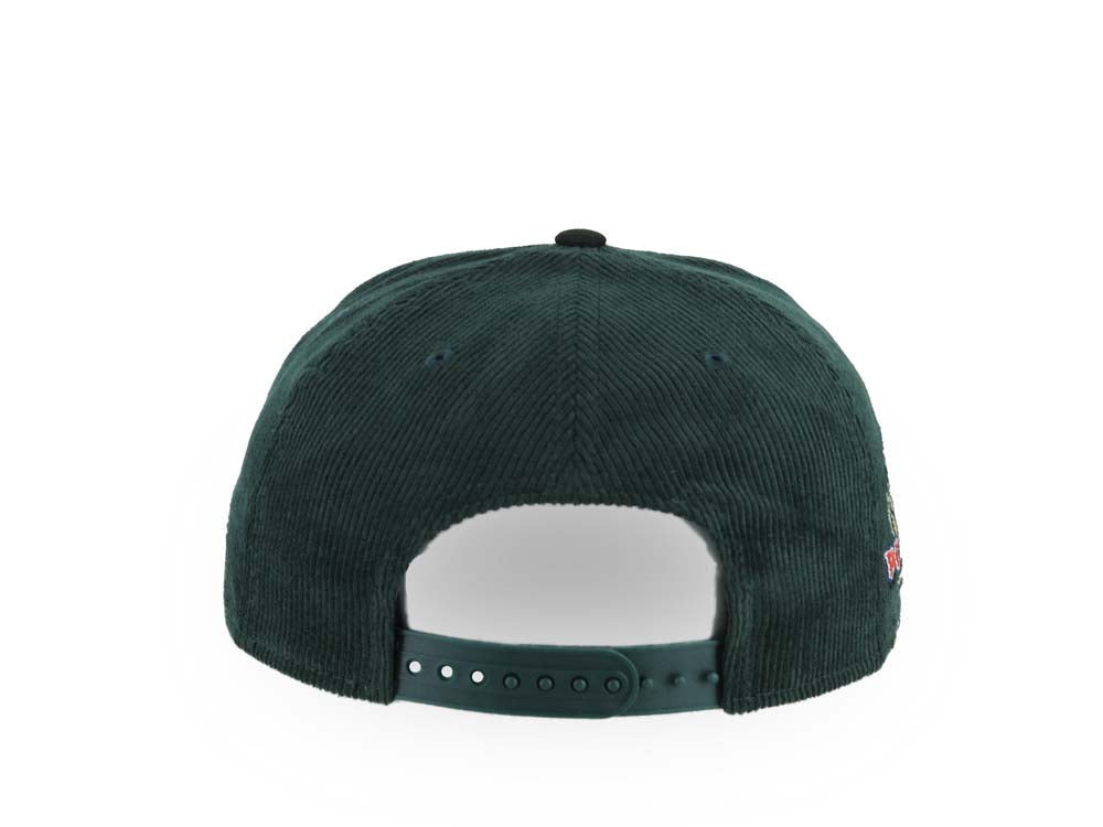 (Corduroy Crown) San Diego Padres New Era MLB 9FORTY 940 Adjustable A-Frame Cap Hat Dark Green Crown Black Visor White Logo Petcopark Stadium Side Patch