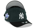(Corduroy Crown) New York Yankees New Era MLB 9FORTY 940 Adjustable A-Frame Cap Hat Dark Green Crown Black Visor White Logo 1998 World Series Side Patch
