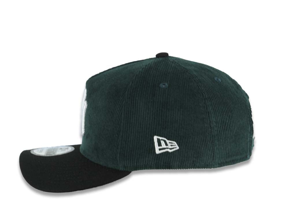 (Corduroy Crown) New York Yankees New Era MLB 9FORTY 940 Adjustable A-Frame Cap Hat Dark Green Crown Black Visor White Logo 1998 World Series Side Patch