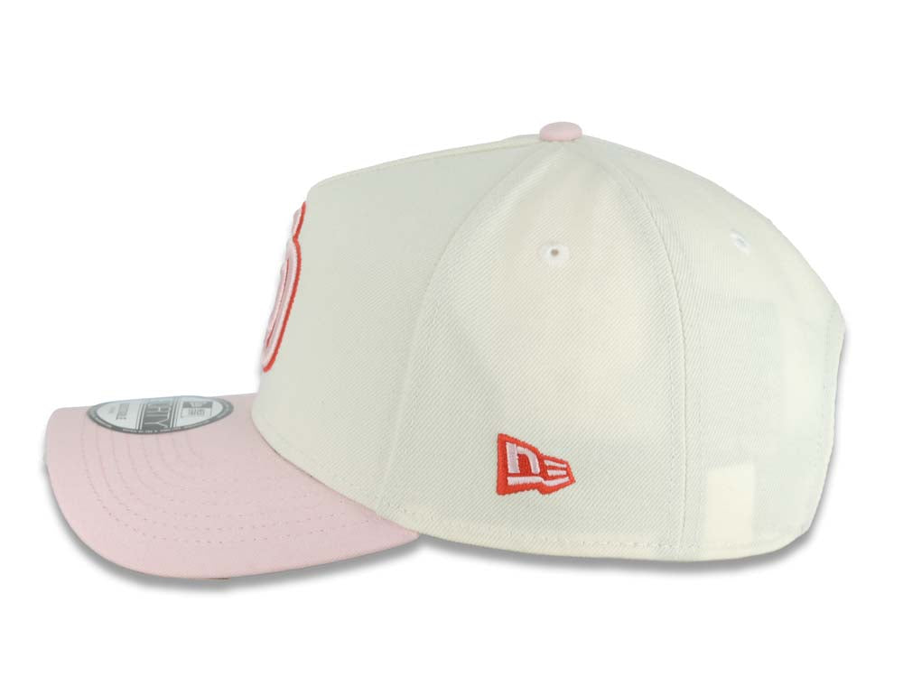 San Diego Padres New Era MLB 9FORTY 940 Adjustable A-Frame Cap Hat Cream Crown Pink Visor Pink /Red Logo 1998 World Series Side Patch
