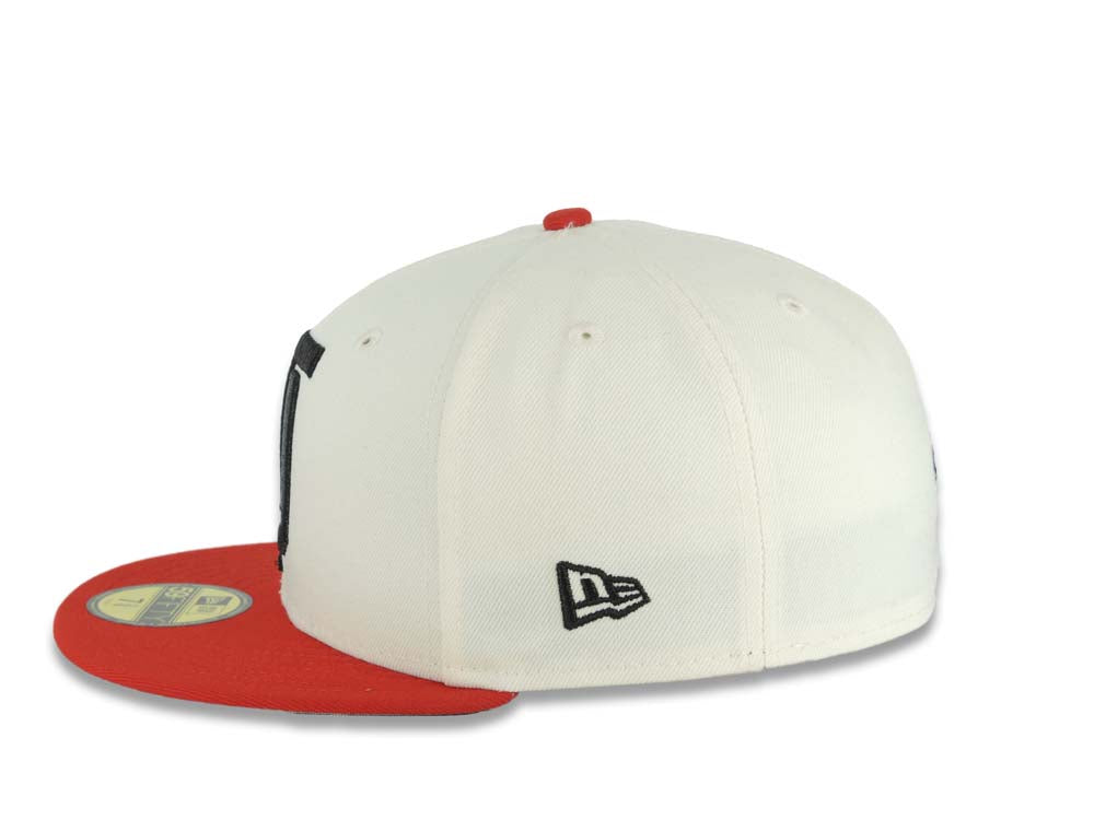 Tijuana Toros New Era LMB 59FIFTY 5950 Fitted Cap Hat Cream Crown Red Visor Black Logo 2021 Champeon Del Norte Side Patch