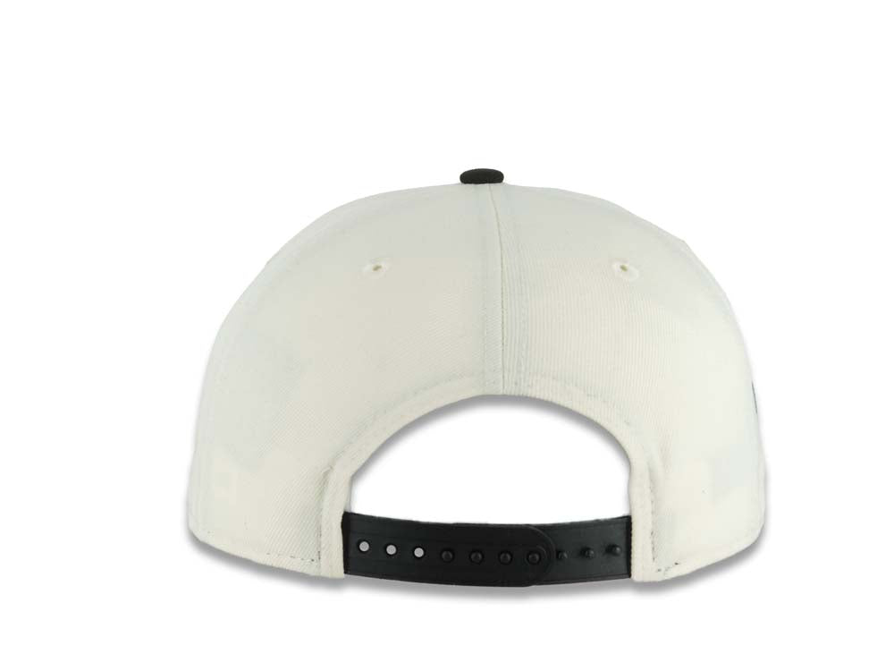 San Diego Padres New Era MLB 9FIFTY 950 A-Frame Snapback Cap Hat Cream Crown Black Visor Black Logo 25th Anniversary Side Patch