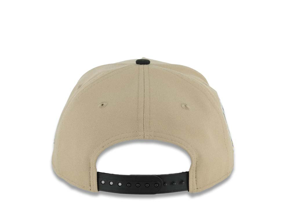 Los Angeles Dodgers New Era MLB 9FORTY 940 A-Frame Adjustable Cap Hat Khaki Crown Black Visor Black/Metallic Gold Script/Text Logo Shohei Ohtani 17 Side Patch