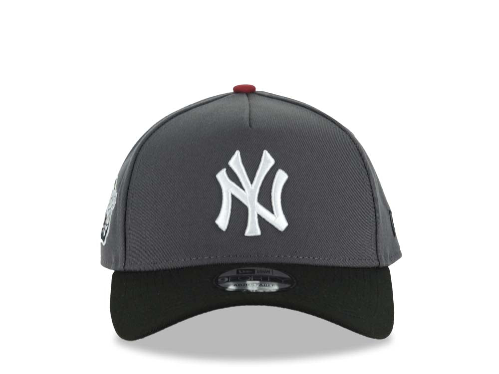 New York Yankees New Era MLB 9FORTY 940 A-Frame Adjustable Cap Hat Dark Gray Crown Black Visor White Logo 1998 World Series Side Patch