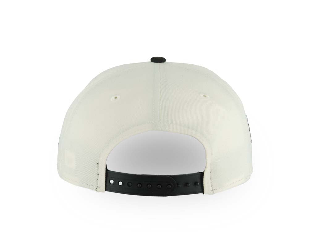 Los Angeles Dodgers New Era MLB 9FORTY 940 A-Frame Adjustable Cap Hat Cream Crown Black Visor Red/Metallic Gold/Black 17 Japan Text Logo 2025 World Series Champions Patch