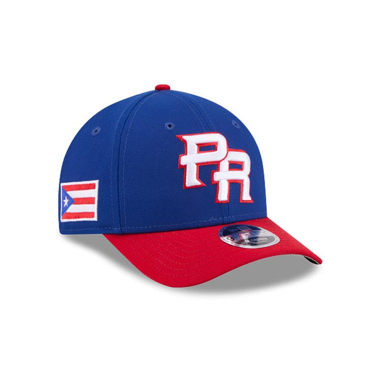 Puerto Rico New Era WBC World Baseball Classic 9FORTY 940 Adjustable Cap Hat Royal Blue Crown Red Visor Team Color Logo Puerto Rico Flag Side Patch