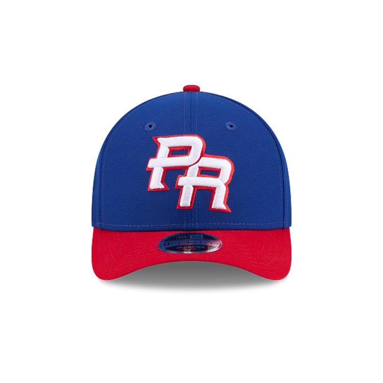 Puerto Rico New Era WBC World Baseball Classic 9FORTY 940 Adjustable Cap Hat Royal Blue Crown Red Visor Team Color Logo Puerto Rico Flag Side Patch