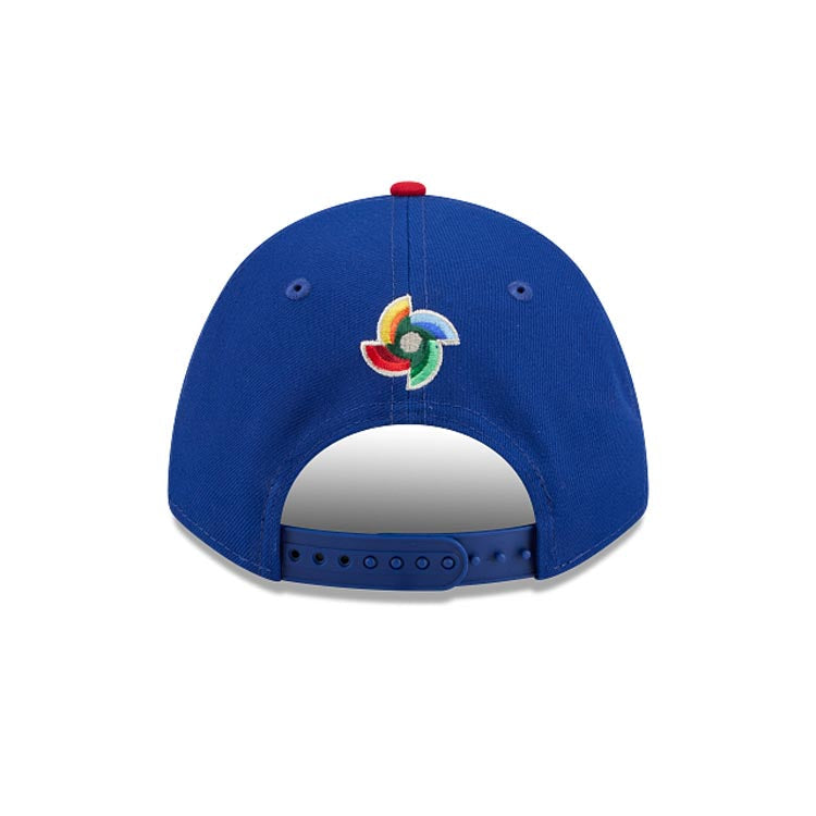 Puerto Rico New Era WBC World Baseball Classic 9FORTY 940 Adjustable Cap Hat Royal Blue Crown Red Visor Team Color Logo Puerto Rico Flag Side Patch
