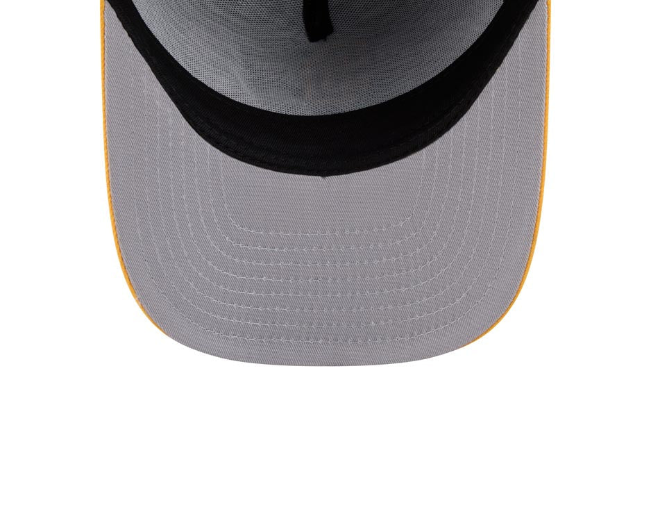 San Diego Padres New Era MLB 9FIFTY 950 A-Frame Snapback Cap Hat Brown Crown Yellow Visor Yellow Logo With Surfing Cartoon