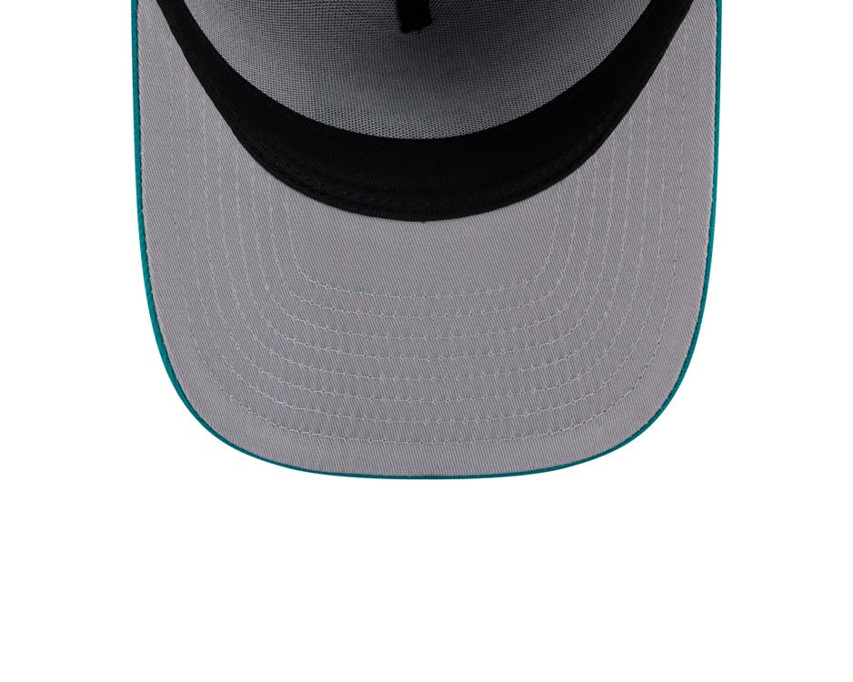 Seattle Mariners New Era MLB 9FORTY 940 A-Frame Snapback Cap Hat Navy Blue Crown Teal Visor Team Color Logo With Raining Cartoon
