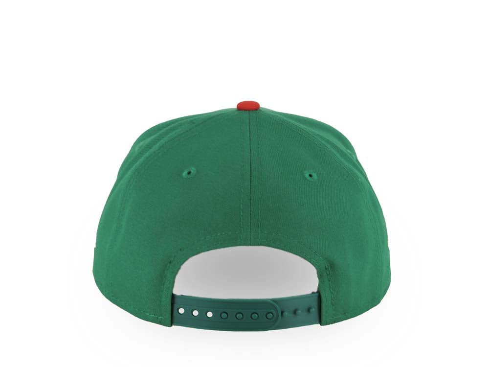 Mexico New Era 9FORTY 940 Adjustable A-Frame Cap Hat Green Crown Red Visor Default Logo WBC World Baseball Classic Side Patch Gray UV